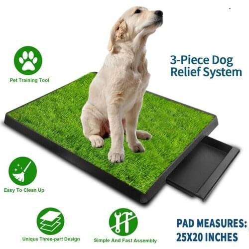 Pet Toilet Litter Box Pad Potty 3 Layer Training Synthetic Grass Mesh Tray for Dogs Indoor Outdoor Use