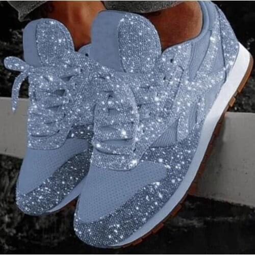 2020 Autumn Women Bling Sneakers New Casual Flat Ladies Vulcanized Shoes Beathable Lace Up Sneakers Outdoor Sport Shoes