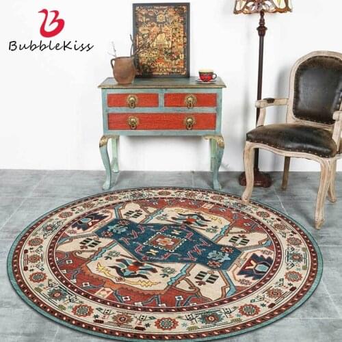 Bubble Kiss Round Carpets For Living Room Retro Geometric Pattern Rug Computer Chair Anti Slip Mat Home Area Rugs Customized Rug