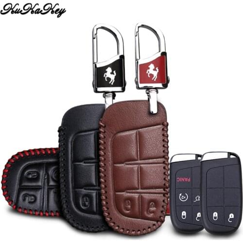 KUKAKEY Genuine Leather Car Key Case Cover For Jeep Wrangler Patriot Grand Cherokee Compass Liberty Remote Key Car Styling