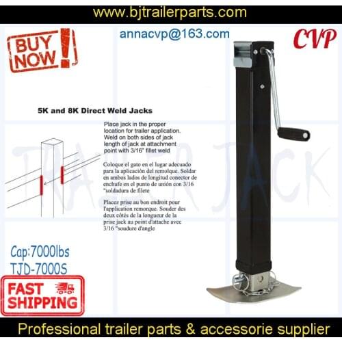 SQUARE DIRECT WELD JACK WITH FOOTPLATE HEAVY DUTY UTILITY BOAT TRAILER DROP LEG JACK WITH HANDLE, jack stand 7000lbs side wind