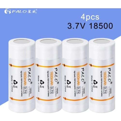 PALO 18500 1600mAh 3.7 V Rechargeable Battery Recarregavel Lithium ion Battery for LED flashlight