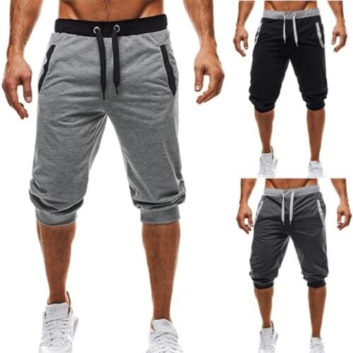 Mens Slim fashion Five Pants Elastic Drawstring Casual Outdoor Fitness Sports Breathable Pirate Shorts Size M-3XL