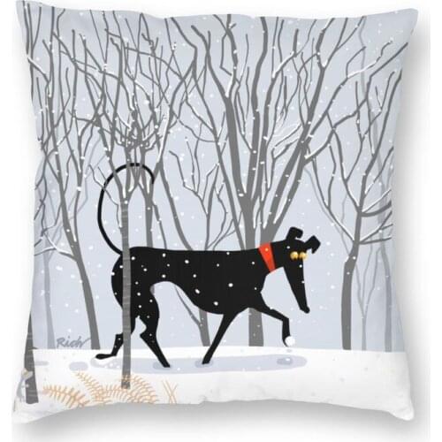 Hound Cushion Cover Two Side Printing Greyhound Whippet Sighthound Dog Throw Pillow Case For Living Room Pillowcase Home Decor