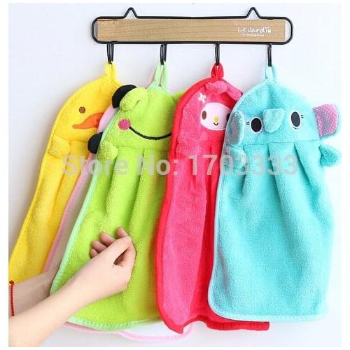 200pcs Nursery Hand Towel Soft Plush Fabric Cartoon Animal Wipe Hanging Bathing Towel Free Shipping #RTY68