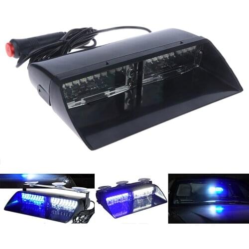 Popular Blue White 16 Led Car Dashboard Flash Emergency Warning Lamp Pole Dc12v Size 21cmx14cmx5cm