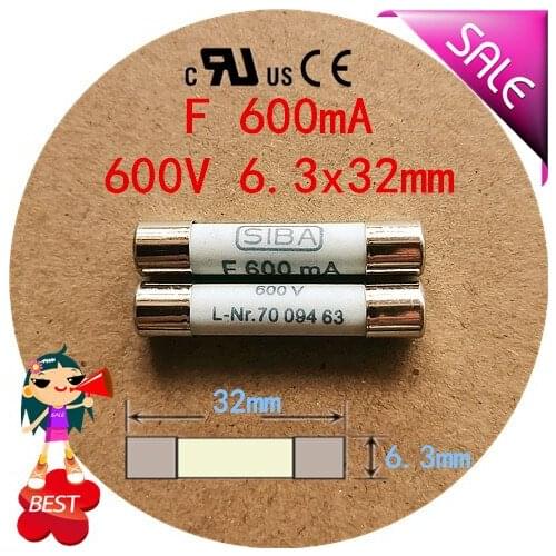 Fuse F 600 ma 600 v L - Nr. 7009463 70 094 63 6.3 x32mm fuse tube