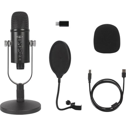 Professional USB Studio Condenser Microphone Desktop Stand with