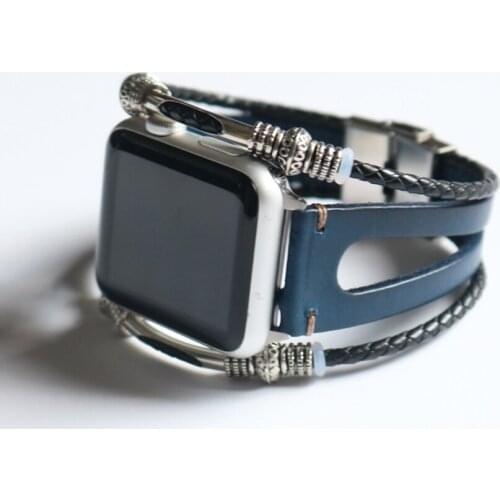 Genuine Leather Watch Band for Apple Watch Bands 38mm 42mm 40mm 44mm Vintage Strap Bracelet for iWatch Series 4 3 2 1 Women/Men