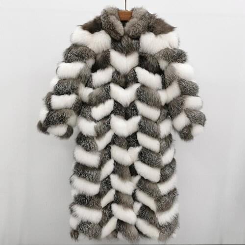 Natural Fox Fur Long Jacket New Arrival Women Winter Clothes Real Fox Fur Coat Hot Sale Thick Warm Style