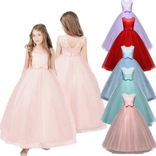 Teenage Girls Wedding Dresses Kids Lace Bridesmaid Princess Party Tutu Prom Gown Children Elegant Evening Dress Clothes