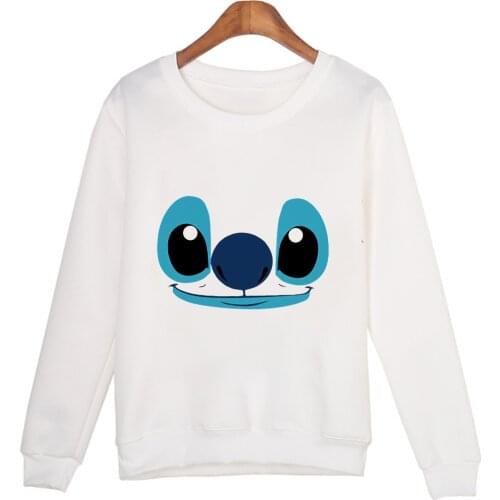 Disney Women Spring Thin Cartoon Loose Sweatshirt 90S Girls Stitch Print Fashion Pullover Female Clothes Dropship Shirts