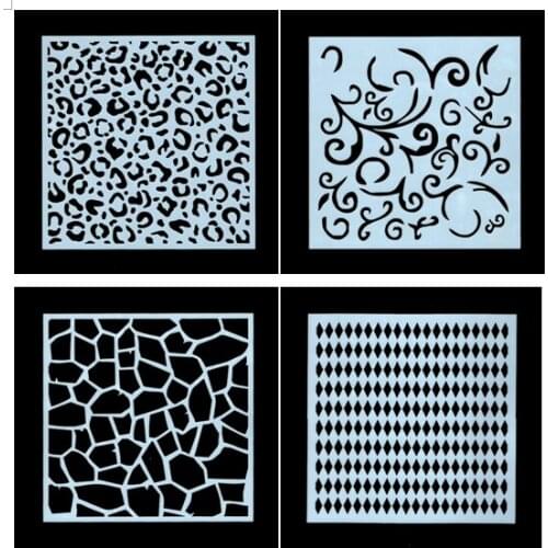 4PCS Leopard print pvc Layering Stencils for DIY Scrapbooking/photo album Decorative Embossing DIY Paper Cards Crafts
