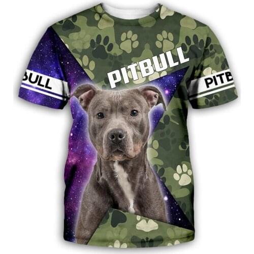 CLOOCL Pitbull Men T-shirts Starry Sky Camo Animals Design Men Clothing Unisex Casual Harajuku Streetwear Women Tops
