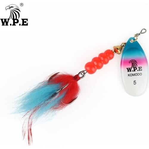 W.P.E Spinner Lure 1pcs 4#/5# 14g/22g Spoon Fishing Lure Metal Fishing Tackle Feather Bait Artificial Lure Multicolor Hard Lure