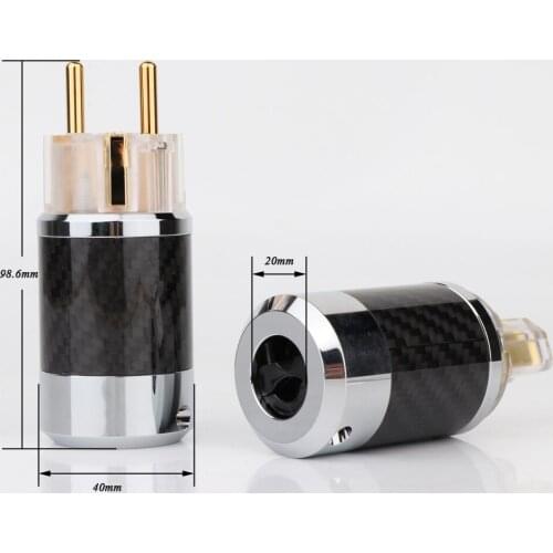 WCF4-TEG Hi-end Carbon Fiber Gold Plated With gasket EU standard AC Power Plug IEC Female Plug Hifi Schuko Mains Power Plug