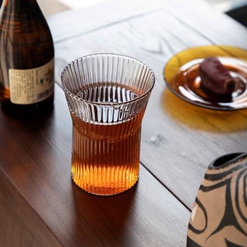Japanese handmade glass heat resistant stripe water cup coffee cup tea cup beer cup juice cup female household small