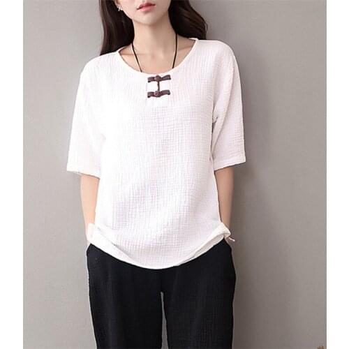 2020 Women Summer Blouse vintage Blusas Cotton Linen Shirt Casual Short Sleeve Tops Camisas Mujer Plus Size Blouse 4XL 5XL 6XL
