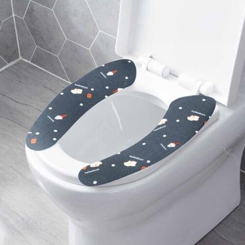 2pcs/set Soft Toilet Seat Cushion Adhesive Toilet Paste Washed Reusable Toilet Seat Cover Waterproof Toilet Seat Pad Comfort