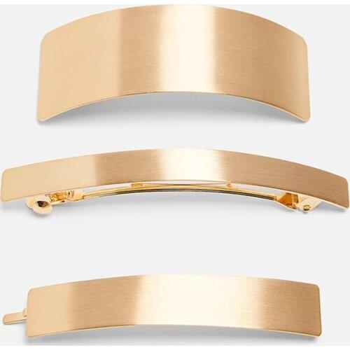 3PCS/Set 2021 ZA Metal Barrettes Hair Clip Punk Gold Geometric Hairpins for Women Girls Party Gifts Accessories Jewelry