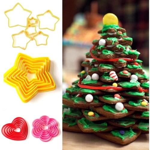 3D Star Shape Cake Decoration DIY Christmas Tree Fondant Cake Molds Cookie Cutter Party Biscuit Mould Decorating Bakeware Tools