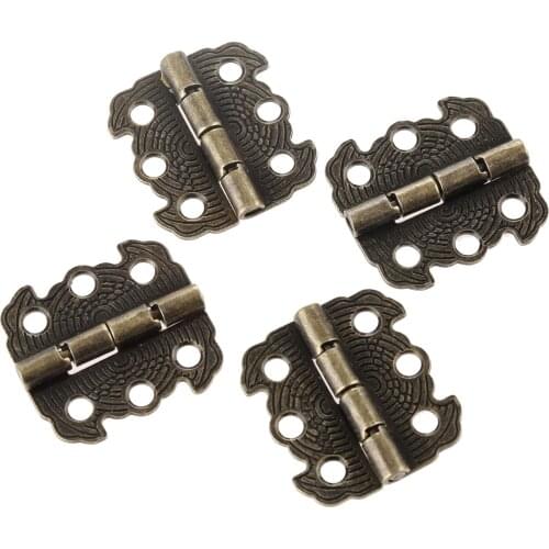 4Pcs Antique Door Cabinet Hinges Furniture Accessories Jewelry Boxes Hinge Furniture Fittings For Cupboard Bronze/Gold 29*27mm