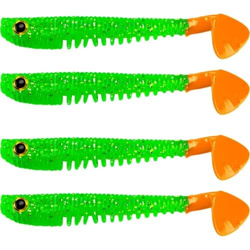 4Pcs Colorful Soft Fishing Lure Artificial Worm Freshawater Saltwater Bait