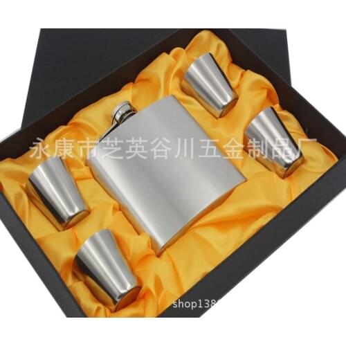 50sets/lot Wholesale 6 oz stainless steel portable flagon flagon portable cup Gift Set 4