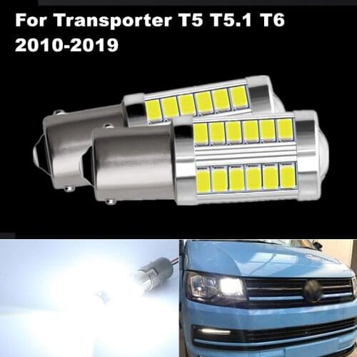 2pcs P21W Ba15s Canbus White LED DRL For VW Transporter T5 T5.1 T6 2010-2019
