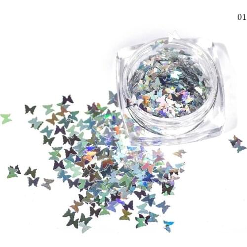 12 Colors Sparkly Butterfly Nail Sequins Paillette Mixed Colors Nail Holographics Glitter Laser Flakes Lipgloss Base Decorations