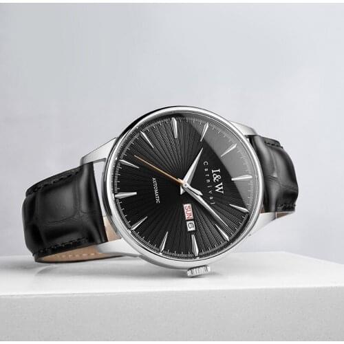 I&W Men's Watch With Leather Strap
