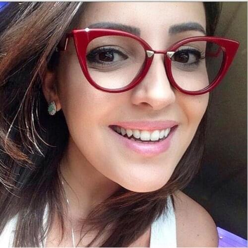 Personalized Oversized Anti-blue Cat Eyes Glasses for Computer, Women Blue Ray Blocking Glass frames Myopia Prescription A97320