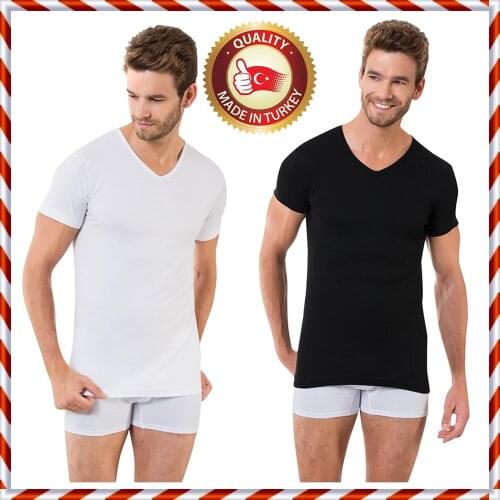 SET OF 3 or 6 TURKISH COTTON Men UNDERWEAR Sleep Clothing Short sleeved V neck Singlet Vest Undervest Tank Top Undershirts Lot