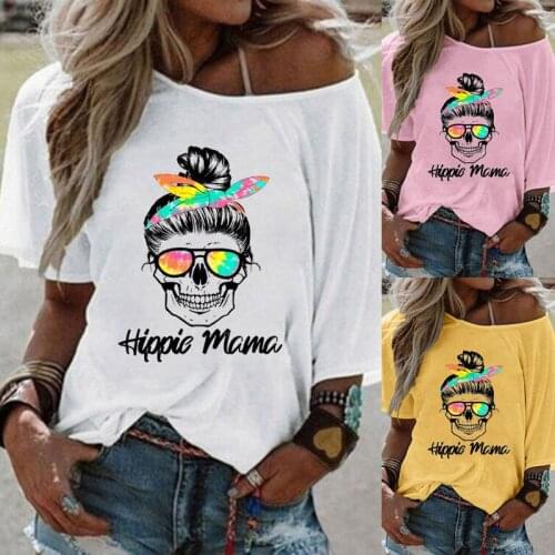 Summer Classic Bathrobe Cotton Plus Size T-shirt Casual Woman Head Letter Printing Loose Bat Sleeve Five-point Sleeve T-shirt