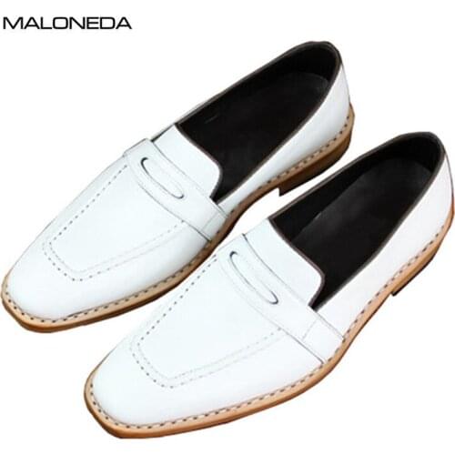 MALONEDA Bespoke Genuine Leather Mens Handmade Goodyear Shoes Breathable Casual Italian Loafers Comfortable Driving Shoes