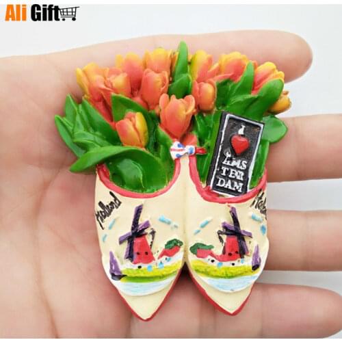 World Tourism Amsterdam Netherlands Tulip Windmill Resin 3D Refrigerator Magnets Sticker Travel Souvenir Gifts Home Decoration