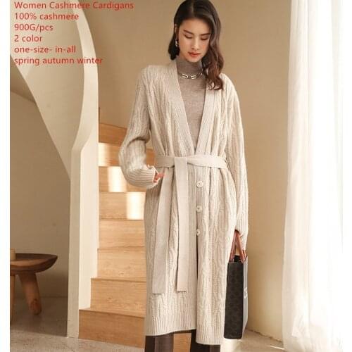 Naizaiga 100% cashmere X-long Causal Twist knitting Women winter Cardigans with belt loose Girl Sweater , ZRFS322