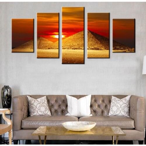 Sunrise Egyptian Pyramids in the Red Dusk Landscape Photo Print Canvas Painting Wall Art for Office Room Decor Fashion Gift