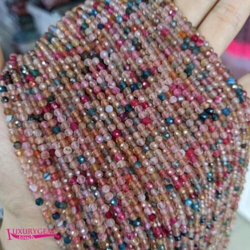 Natural Multicolor Agates Stone Loose Small Beads High Quality 3mm Faceted Round Shape DIY Gem Jewelry Accessories 38cm wk354