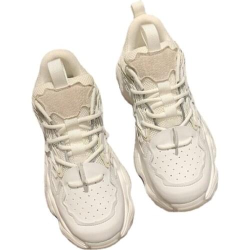 2021 New Fashion Daddy Shoes Female Spring Thick-soled Increased Sports Shoes Wisdom Smoked White Shoes Female Ins Tide Hot Deal