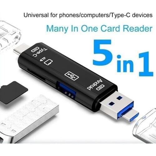 New for All In 1 Type C Card Reader SDHC SD TF MicroSD Card Reader Micro USB OTG Adapter for Macbook for Huawei Xiaomi iPhone PC