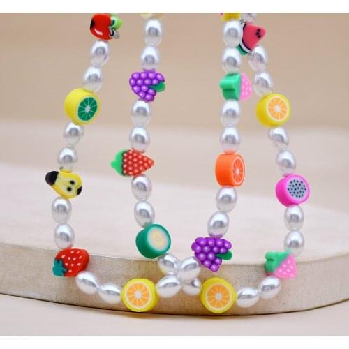 New Arrivals Trend Bohemian Necklace Colorful Soft Pottery Flower Imitation Pearl Beaded Necklace for Women Girls Jewelry Gifts