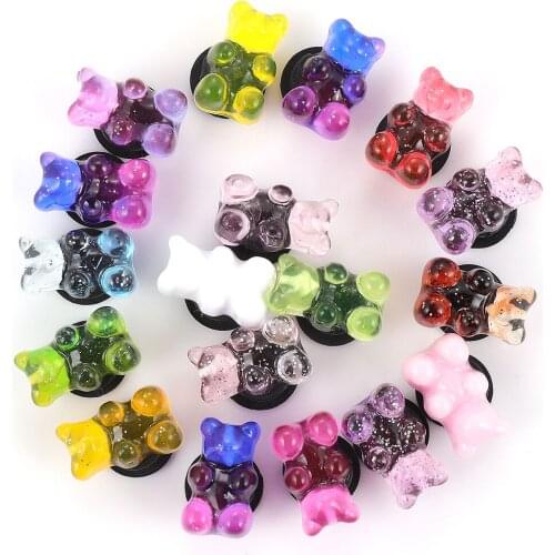 New Color Transparent Cartoon Bear Shoe Buckle Homemade Bracelet Sandals Hole Shoes Bear Shoe Buckle Accessories Kid Girl Gift