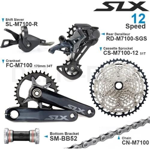 SHIMANO SLX M7100 1x12v Groupset 12 speed M7100 Rear Derailleur Shifter 10-45T/51T Cassette Sprocket Crankset Chain Original