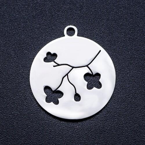 10pcs/lot Cherry Blossom DIY Jewelry Charms Wholesale 100% Stainless Steel AAAAA Quality Pendant Finding Charm Supplies