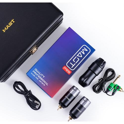Professional Tattoo Rotary Machine Pen Wireless Set with Two Batteries Mast Pro Needles Cartridge Kit Supply for Tattoo Artist