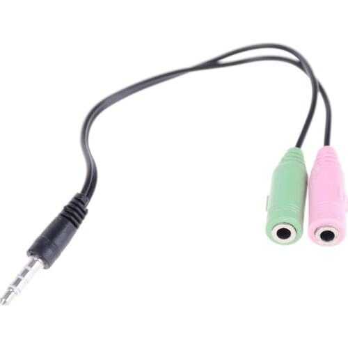 1pc Cable Adapter 2 In 1 Splitter 3.5mm Audio Earphone Headset to 2 Female Jack Headphone Mic Audio Cable