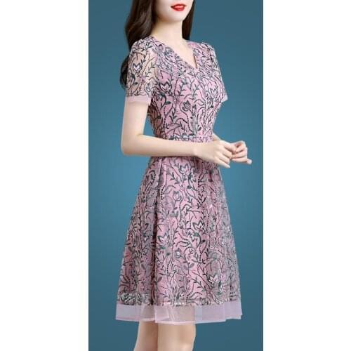 S-4XL Women Retro Vintage Dress Summer Party Dresses Mother Elegant Vestidos Casual Plus Size Sexy Chiffon Party 3160