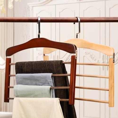 Wardrobe Clothes Organizer Pants Hanger Closet Trouser Jeans Scarf Hangers Storage Perchas Para Pantalones Wood Magic Hanger