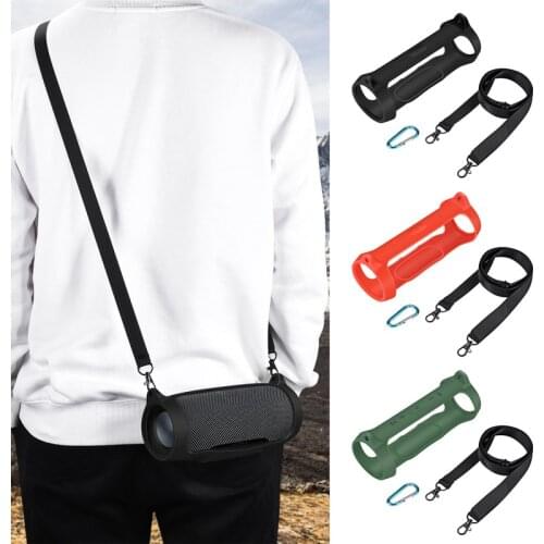 Pouch Sleeve Silicone Case Cover Protective Skin with Strap Carabiner for -JBL Charge Essential Bluetooth Speaker J60A